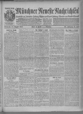 Münchner neueste Nachrichten Mittwoch 24. August 1927