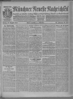 Münchner neueste Nachrichten Freitag 26. August 1927