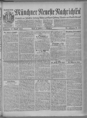 Münchner neueste Nachrichten Samstag 27. August 1927