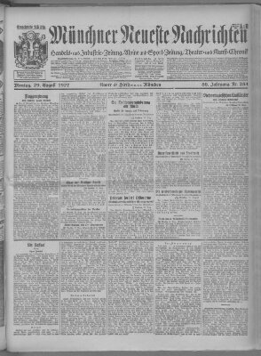 Münchner neueste Nachrichten Montag 29. August 1927