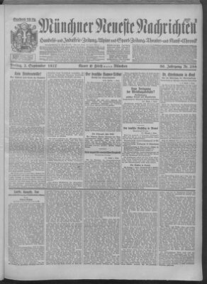 Münchner neueste Nachrichten Freitag 2. September 1927