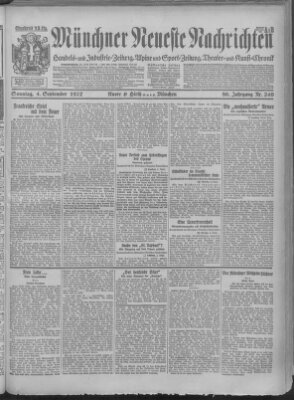 Münchner neueste Nachrichten Sonntag 4. September 1927