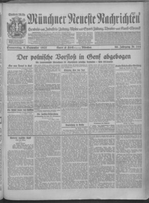 Münchner neueste Nachrichten Donnerstag 8. September 1927