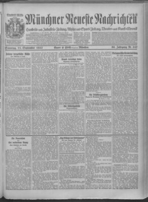 Münchner neueste Nachrichten Sonntag 11. September 1927