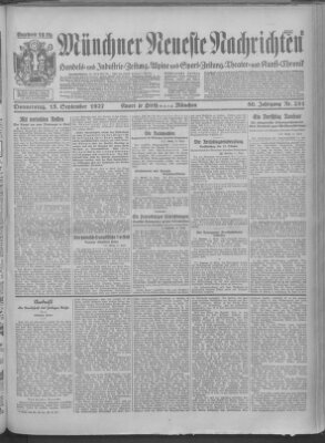 Münchner neueste Nachrichten Donnerstag 15. September 1927