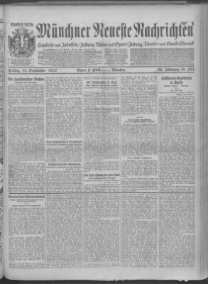 Münchner neueste Nachrichten Freitag 16. September 1927