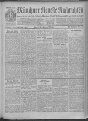 Münchner neueste Nachrichten Sonntag 18. September 1927