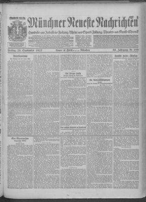 Münchner neueste Nachrichten Freitag 23. September 1927