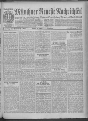 Münchner neueste Nachrichten Samstag 24. September 1927