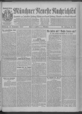 Münchner neueste Nachrichten Mittwoch 28. September 1927