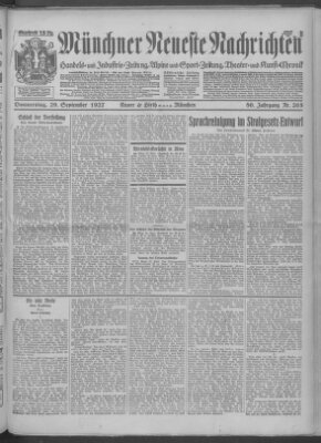 Münchner neueste Nachrichten Donnerstag 29. September 1927