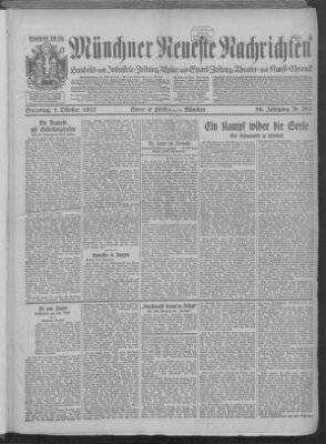 Münchner neueste Nachrichten Samstag 1. Oktober 1927