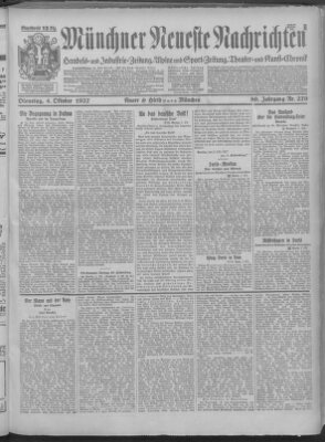 Münchner neueste Nachrichten Dienstag 4. Oktober 1927