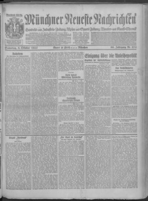 Münchner neueste Nachrichten Samstag 8. Oktober 1927