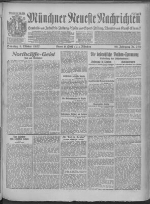 Münchner neueste Nachrichten Sonntag 9. Oktober 1927