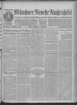 Münchner neueste Nachrichten Dienstag 11. Oktober 1927