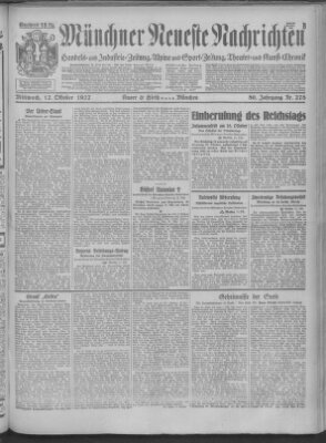 Münchner neueste Nachrichten Mittwoch 12. Oktober 1927