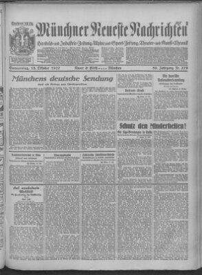 Münchner neueste Nachrichten Donnerstag 13. Oktober 1927