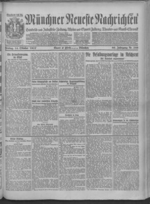 Münchner neueste Nachrichten Freitag 14. Oktober 1927