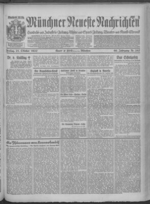 Münchner neueste Nachrichten Freitag 21. Oktober 1927