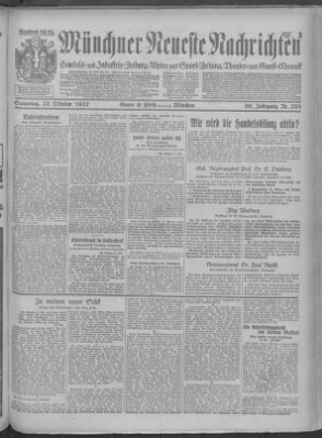 Münchner neueste Nachrichten Samstag 22. Oktober 1927
