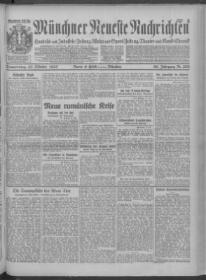 Münchner neueste Nachrichten Donnerstag 27. Oktober 1927