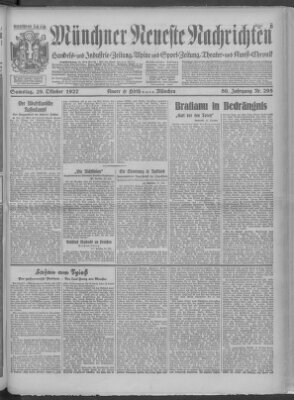 Münchner neueste Nachrichten Samstag 29. Oktober 1927