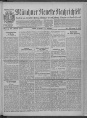 Münchner neueste Nachrichten Montag 31. Oktober 1927