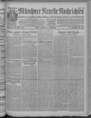 Münchner neueste Nachrichten Samstag 12. Mai 1928