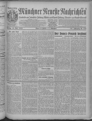 Münchner neueste Nachrichten Freitag 18. Mai 1928