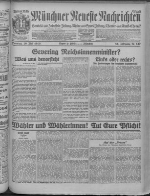 Münchner neueste Nachrichten Sonntag 20. Mai 1928