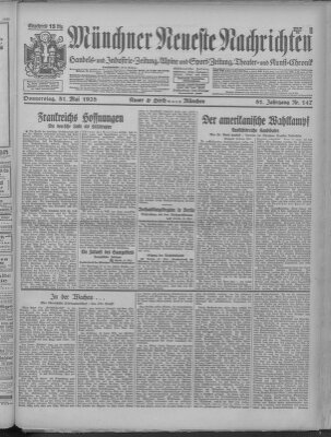 Münchner neueste Nachrichten Donnerstag 31. Mai 1928