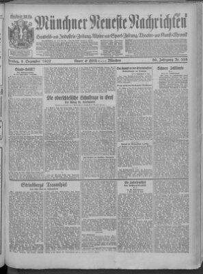 Münchner neueste Nachrichten Freitag 9. Dezember 1927