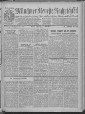 Münchner neueste Nachrichten Dienstag 13. Dezember 1927