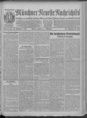 Münchner neueste Nachrichten Donnerstag 15. Dezember 1927