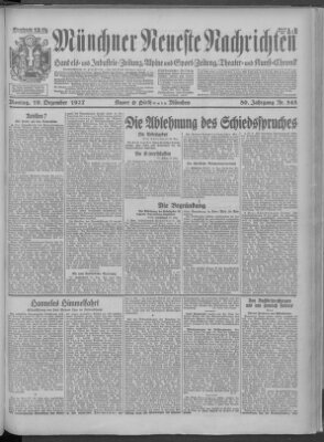 Münchner neueste Nachrichten Montag 19. Dezember 1927