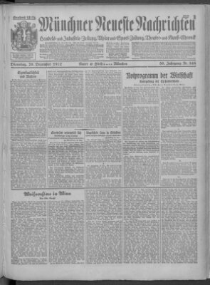 Münchner neueste Nachrichten Dienstag 20. Dezember 1927