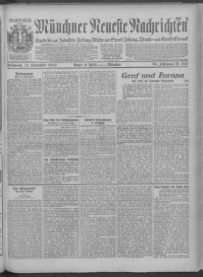 Münchner neueste Nachrichten Mittwoch 21. Dezember 1927