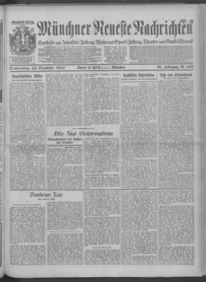 Münchner neueste Nachrichten Donnerstag 22. Dezember 1927