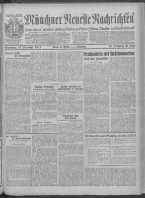 Münchner neueste Nachrichten Samstag 24. Dezember 1927