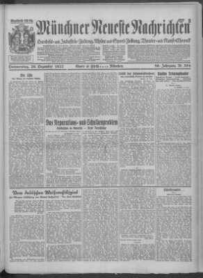 Münchner neueste Nachrichten Donnerstag 29. Dezember 1927