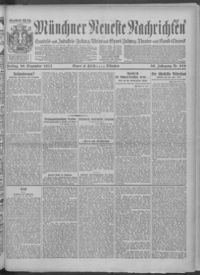 Münchner neueste Nachrichten Freitag 30. Dezember 1927