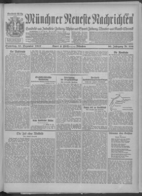 Münchner neueste Nachrichten Samstag 31. Dezember 1927