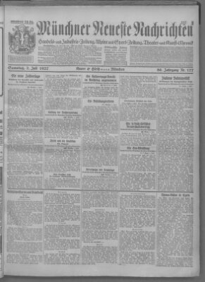 Münchner neueste Nachrichten Samstag 2. Juli 1927