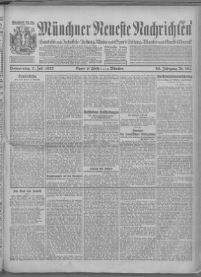 Münchner neueste Nachrichten Donnerstag 7. Juli 1927