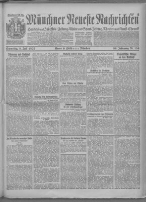 Münchner neueste Nachrichten Samstag 9. Juli 1927