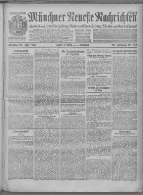 Münchner neueste Nachrichten Montag 11. Juli 1927