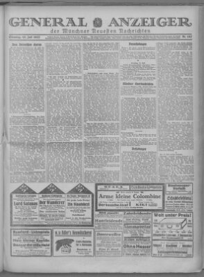 Münchner neueste Nachrichten Dienstag 12. Juli 1927