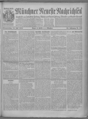 Münchner neueste Nachrichten Donnerstag 14. Juli 1927