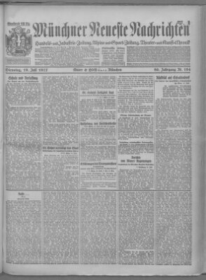 Münchner neueste Nachrichten Dienstag 19. Juli 1927